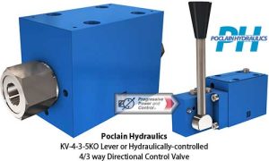 KV-4-3-5KO: Lever or Hydraulically-controlled 4/3 way Directional Control Valve