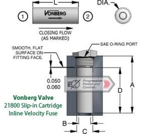 Vonberg 21800 Slip-in Cartridge Inline Velocity Fuse