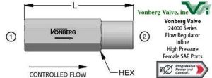 Vonberg 24000 Series Flow Regulator - Inline, High-pressure with Female SAE Ports