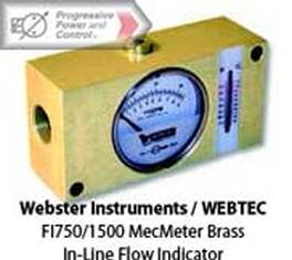 FI750/1500 MecMeter Brass In-Line Flow Indicator