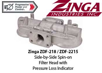 ZDF Modular Side-by-Side Spin-on Filter Heads with Pressure Loss Indicator Option
